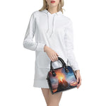 Erupting Volcano Print Shoulder Handbag