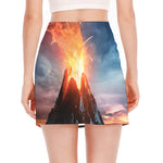 Erupting Volcano Print Side Slit Mini Skirt