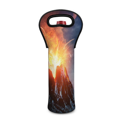 Erupting Volcano Print Single Neoprene Wine Tote