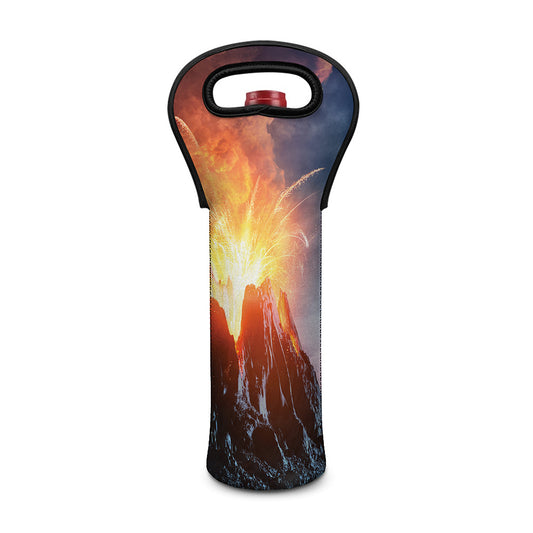 Erupting Volcano Print Single Neoprene Wine Tote