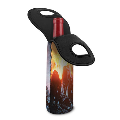 Erupting Volcano Print Single Neoprene Wine Tote