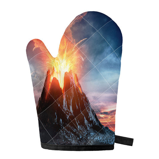 Erupting Volcano Print Single Oven Mitt