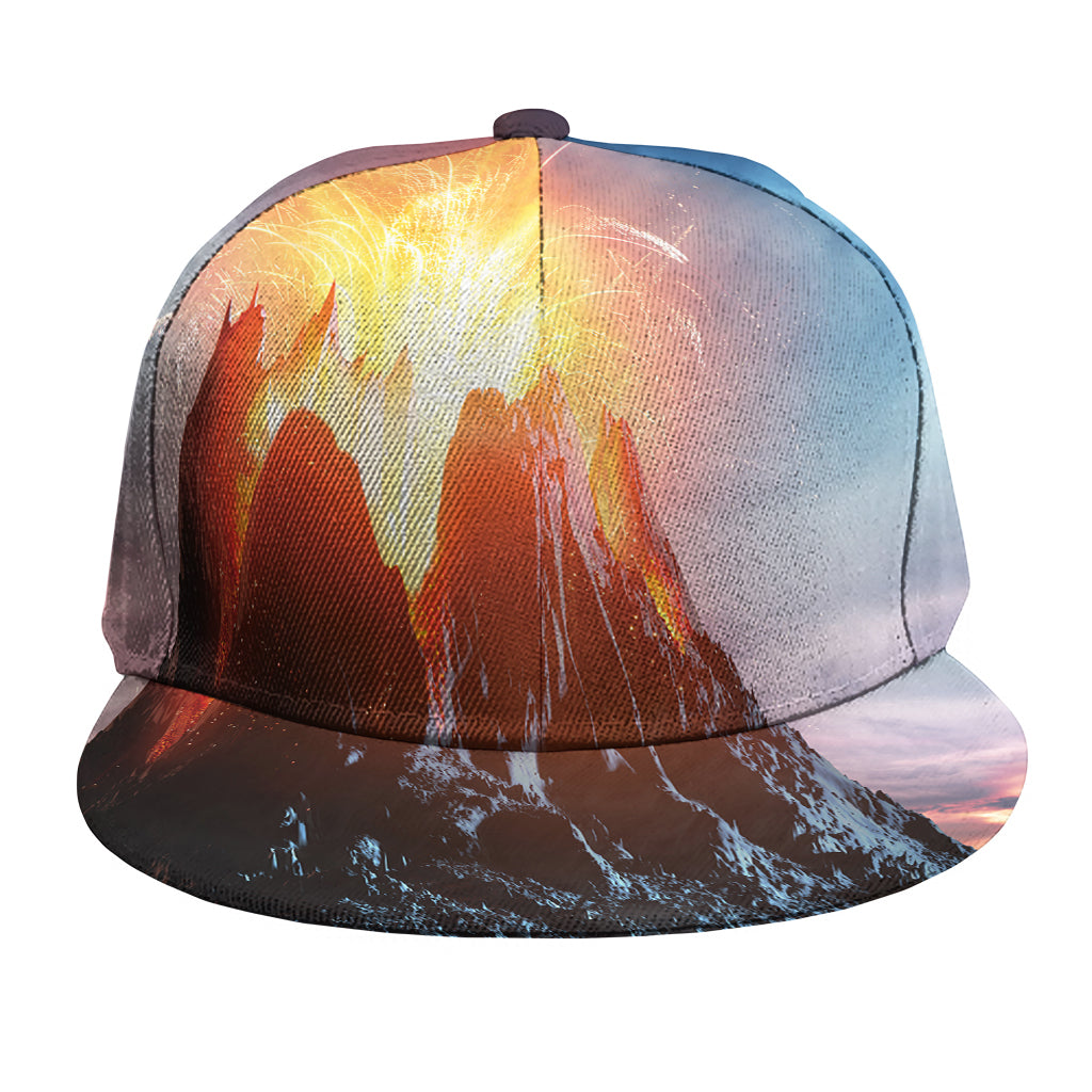Erupting Volcano Print Snapback Cap