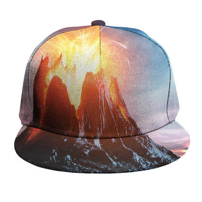 Erupting Volcano Print Snapback Cap