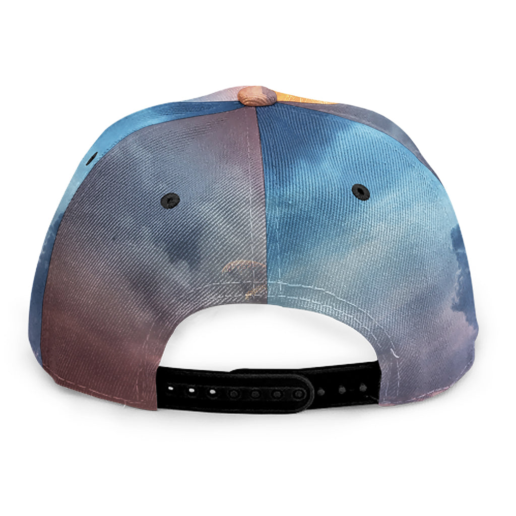 Erupting Volcano Print Snapback Cap
