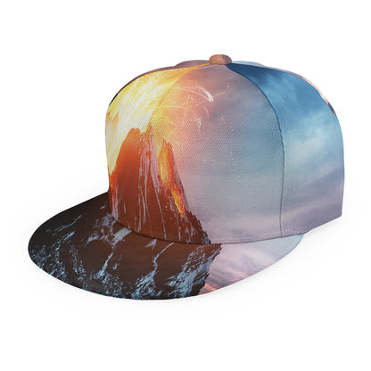 Erupting Volcano Print Snapback Cap