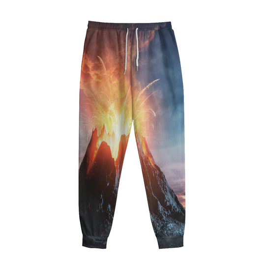 Erupting Volcano Print Sweatpants