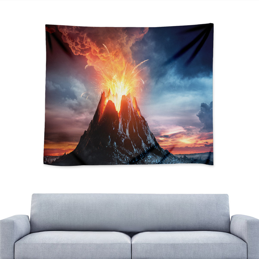 Erupting Volcano Print Tapestry