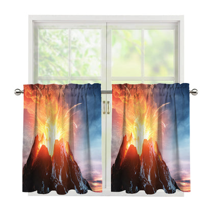 Erupting Volcano Print Tier Curtains