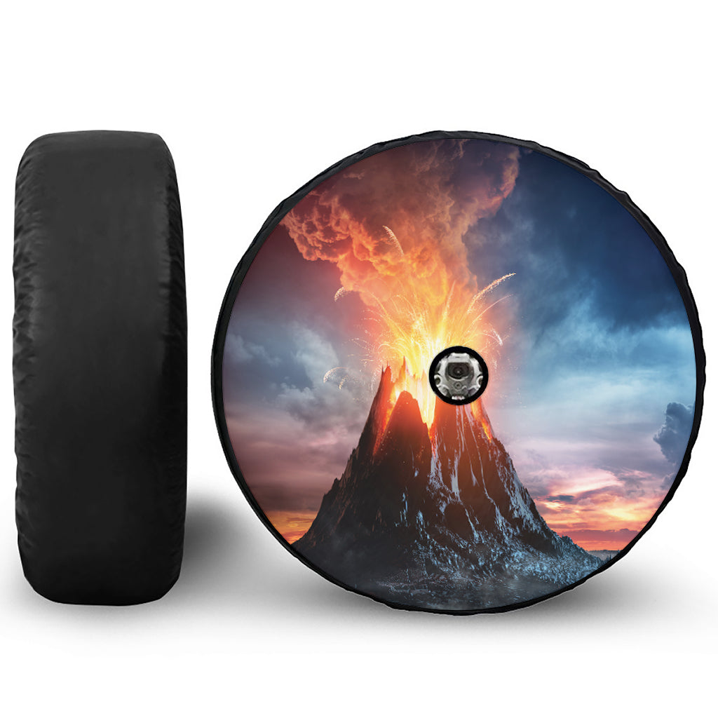 Erupting Volcano Print Tire Cover With Camera Hole
