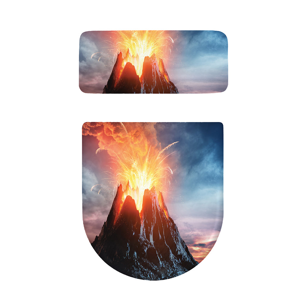 Erupting Volcano Print Toilet Lid And Tank Cover Set