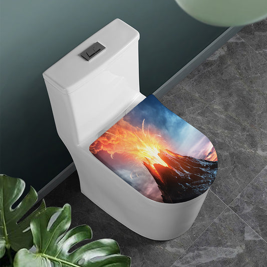 Erupting Volcano Print Toilet Lid Cover