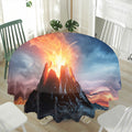 Erupting Volcano Print Waterproof Round Tablecloth