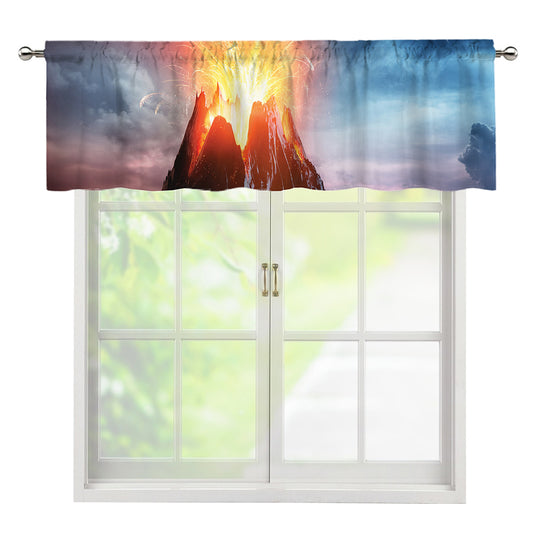 Erupting Volcano Print Window Valance
