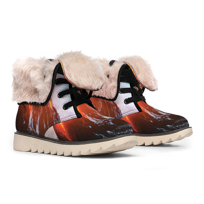 Erupting Volcano Print Winter Boots