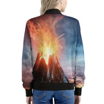 Erupting Volcano Print Women's Bomber Jacket