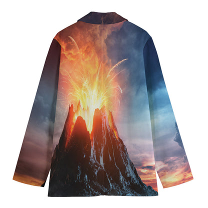Erupting Volcano Print Women's Cotton Blazer