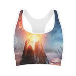 Erupting Volcano Print Women's Sports Bra