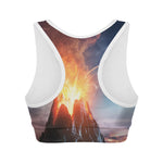 Erupting Volcano Print Women's Sports Bra