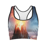 Erupting Volcano Print Women's Sports Bra