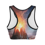 Erupting Volcano Print Women's Sports Bra