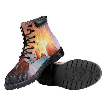 Erupting Volcano Print Work Boots