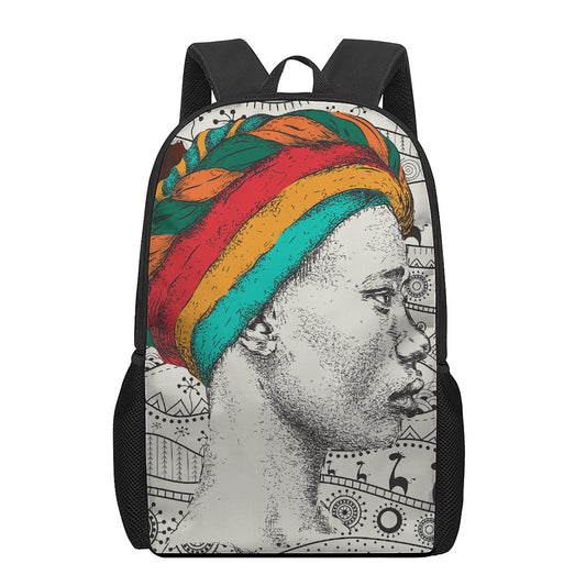 Ethnic African Girl Print 17 Inch Backpack