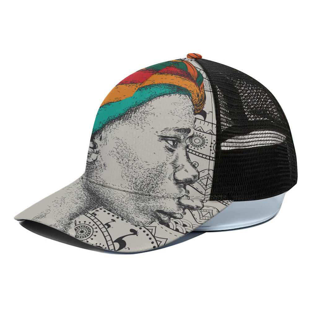 Ethnic African Girl Print Black Mesh Trucker Cap