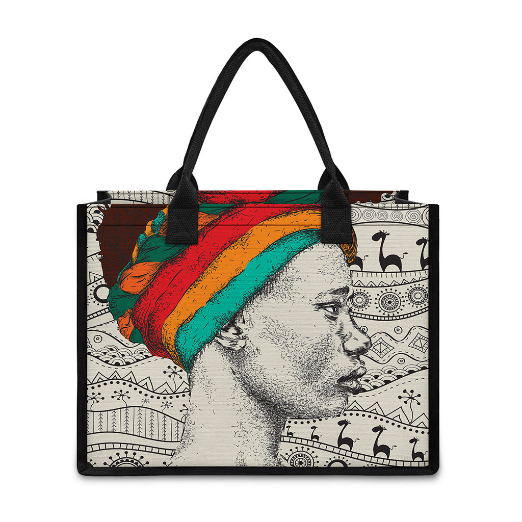 Ethnic African Girl Print Canvas Tote Bag