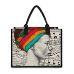 Ethnic African Girl Print Canvas Tote Bag