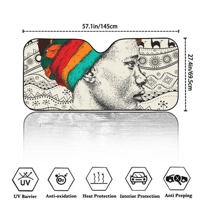 Ethnic African Girl Print Car Windshield Sun Shade