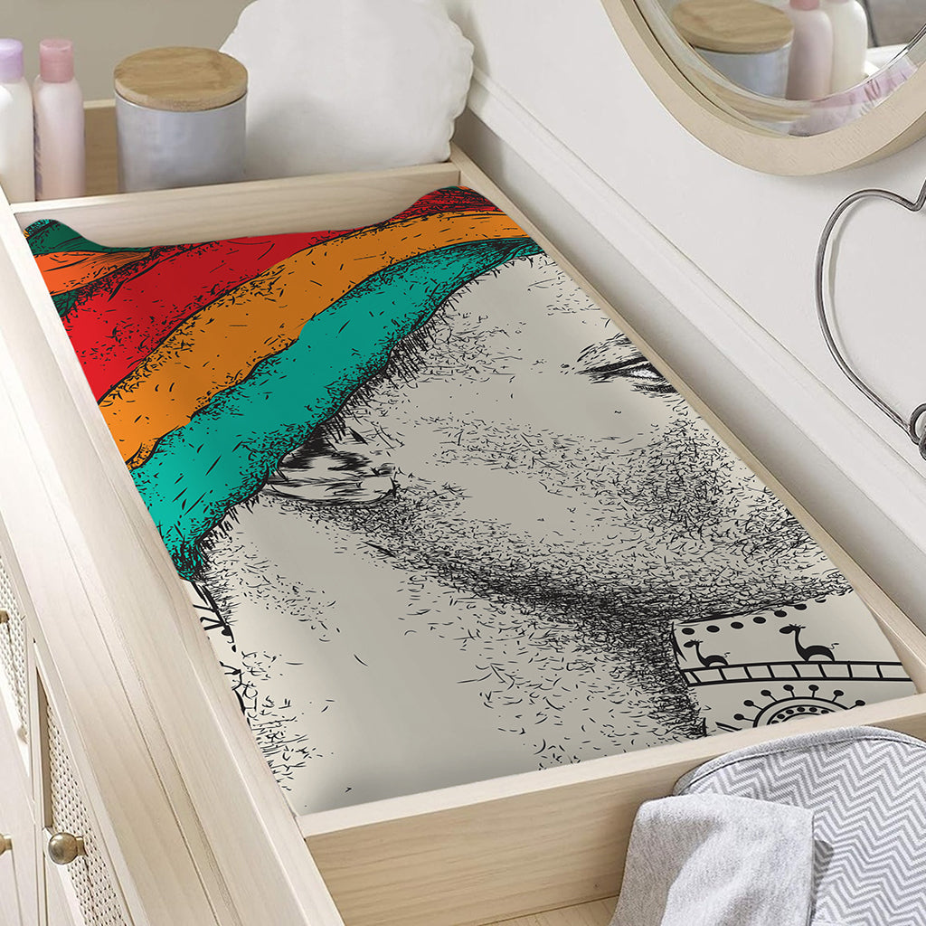 Ethnic African Girl Print Changing Pad Cover
