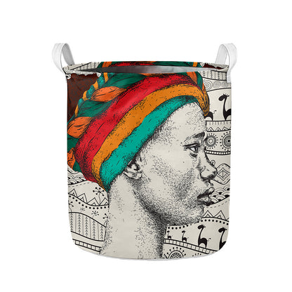 Ethnic African Girl Print Collapsible Laundry Basket