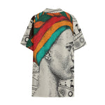 Ethnic African Girl Print Cotton Hawaiian Shirt