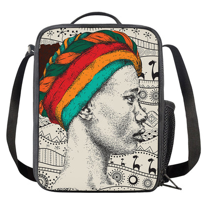 Ethnic African Girl Print Crossbody Lunch Bag