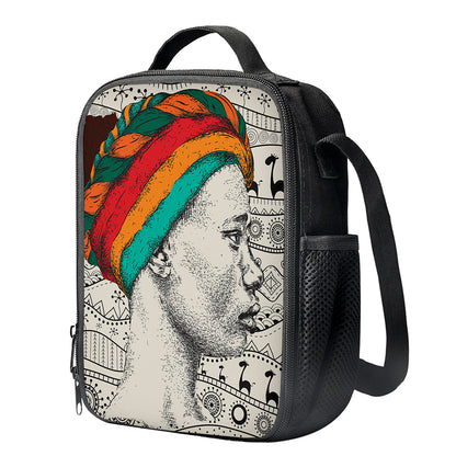 Ethnic African Girl Print Crossbody Lunch Bag