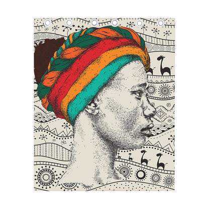 Ethnic African Girl Print Curtain