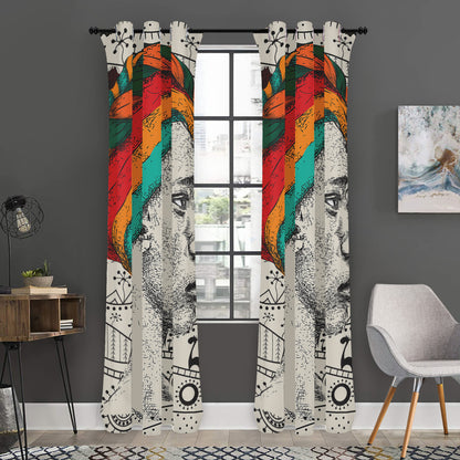Ethnic African Girl Print Curtain