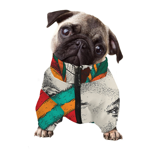 Ethnic African Girl Print Dog Zip Up Jacket