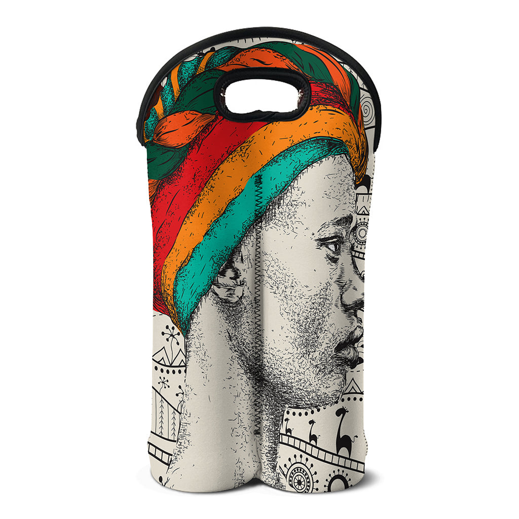 Ethnic African Girl Print Double Neoprene Wine Tote