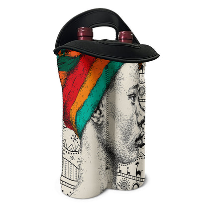 Ethnic African Girl Print Double Neoprene Wine Tote