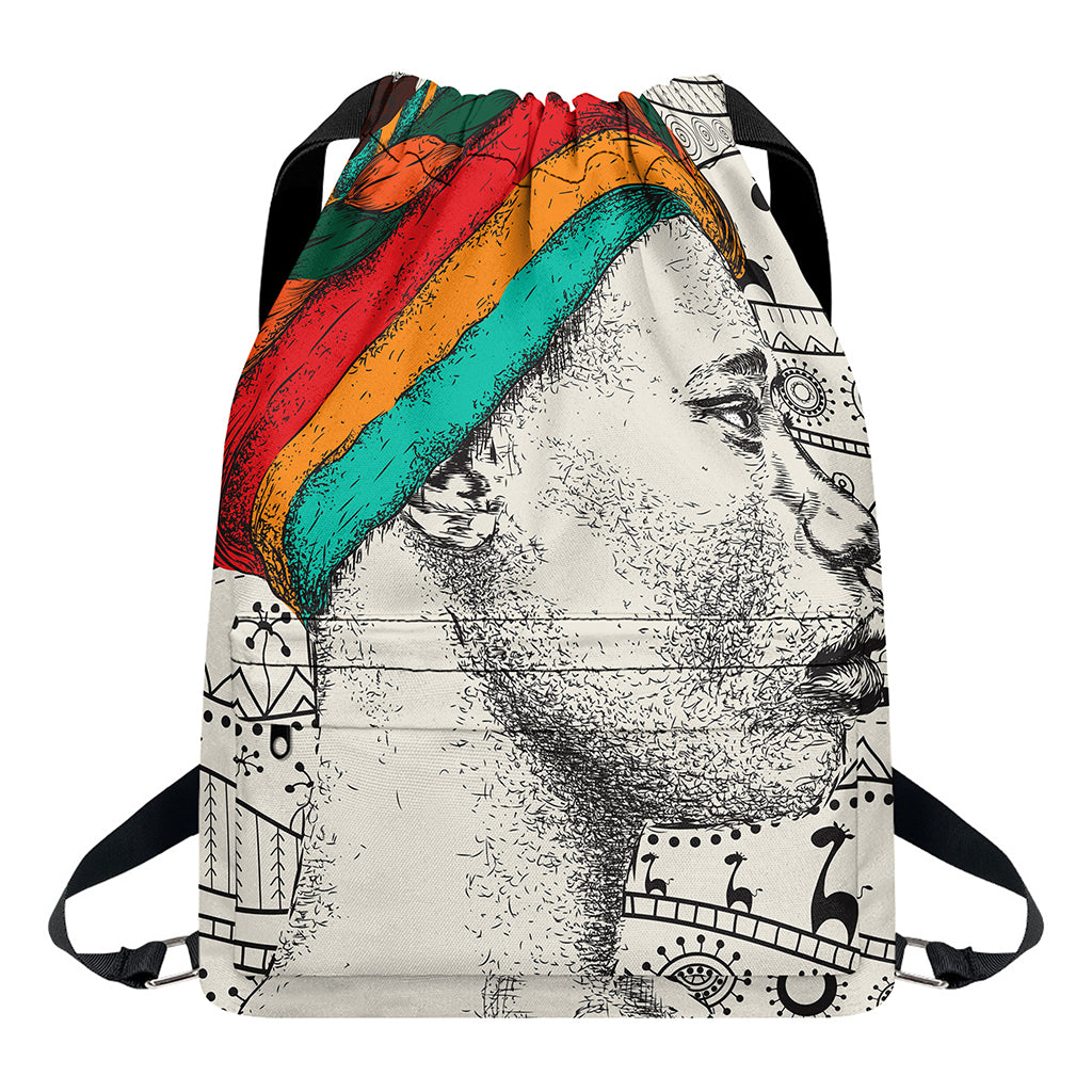 Ethnic African Girl Print Drawstring Backpack