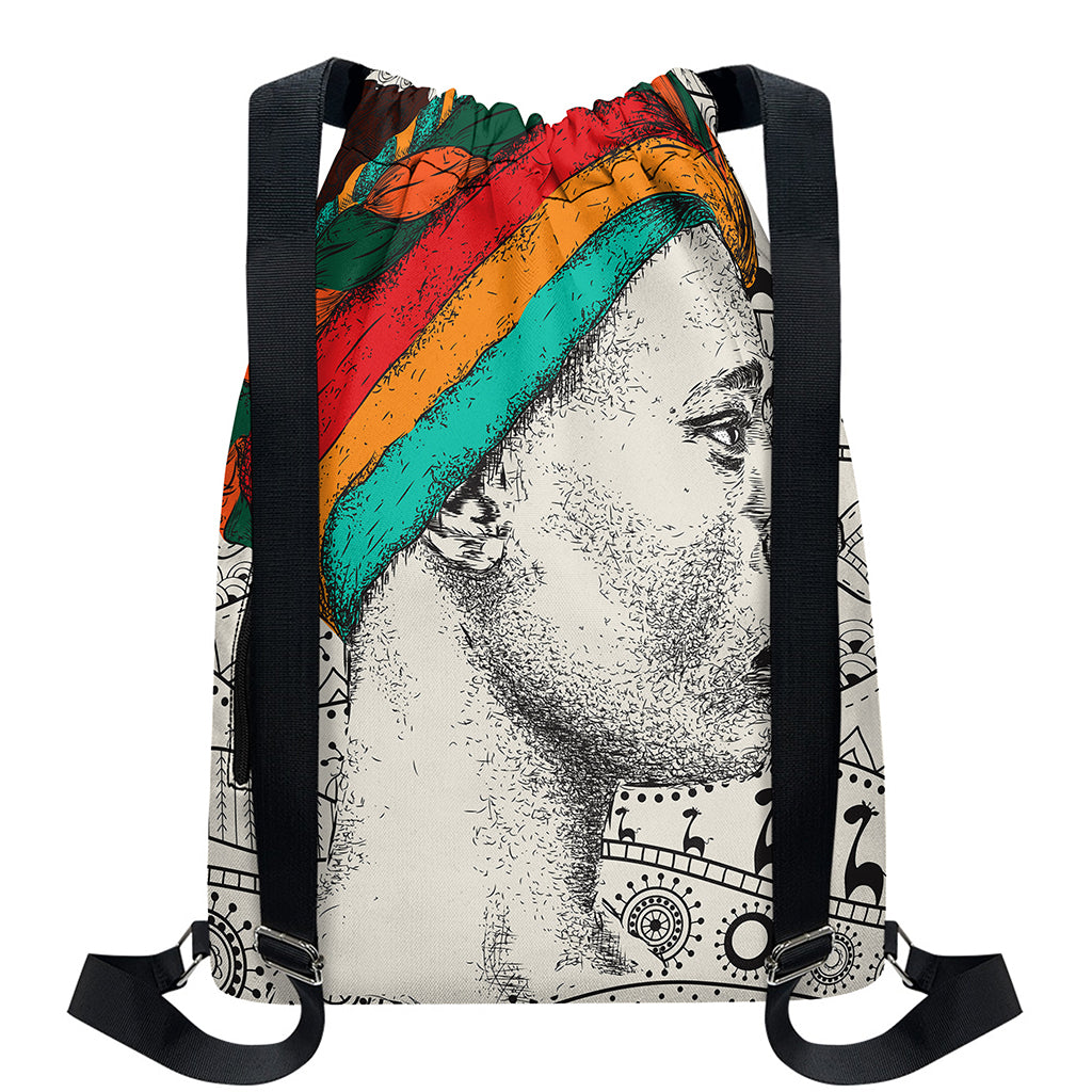 Ethnic African Girl Print Drawstring Backpack