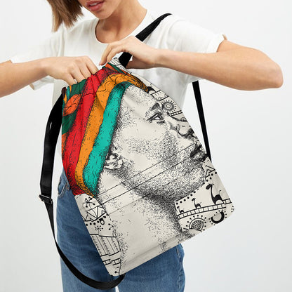 Ethnic African Girl Print Drawstring Backpack