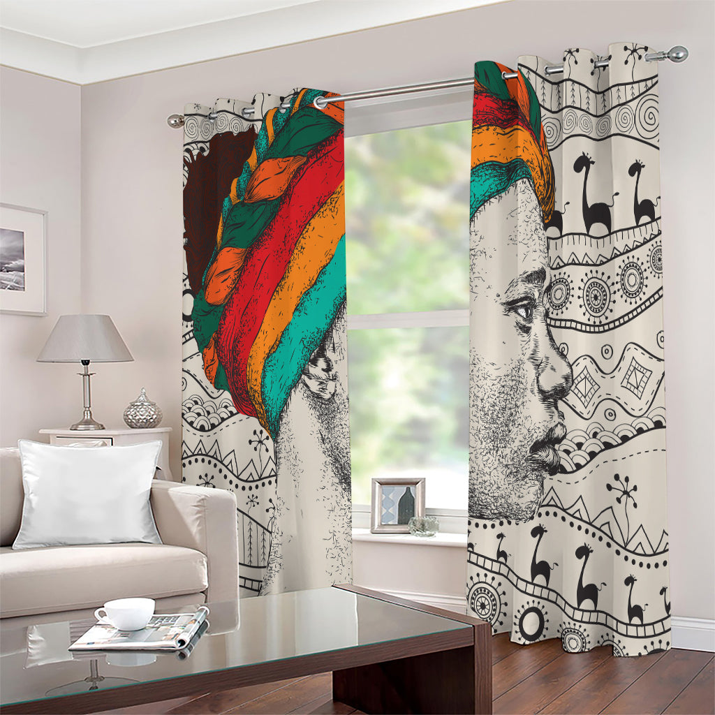 Ethnic African Girl Print Extra Wide Grommet Curtains