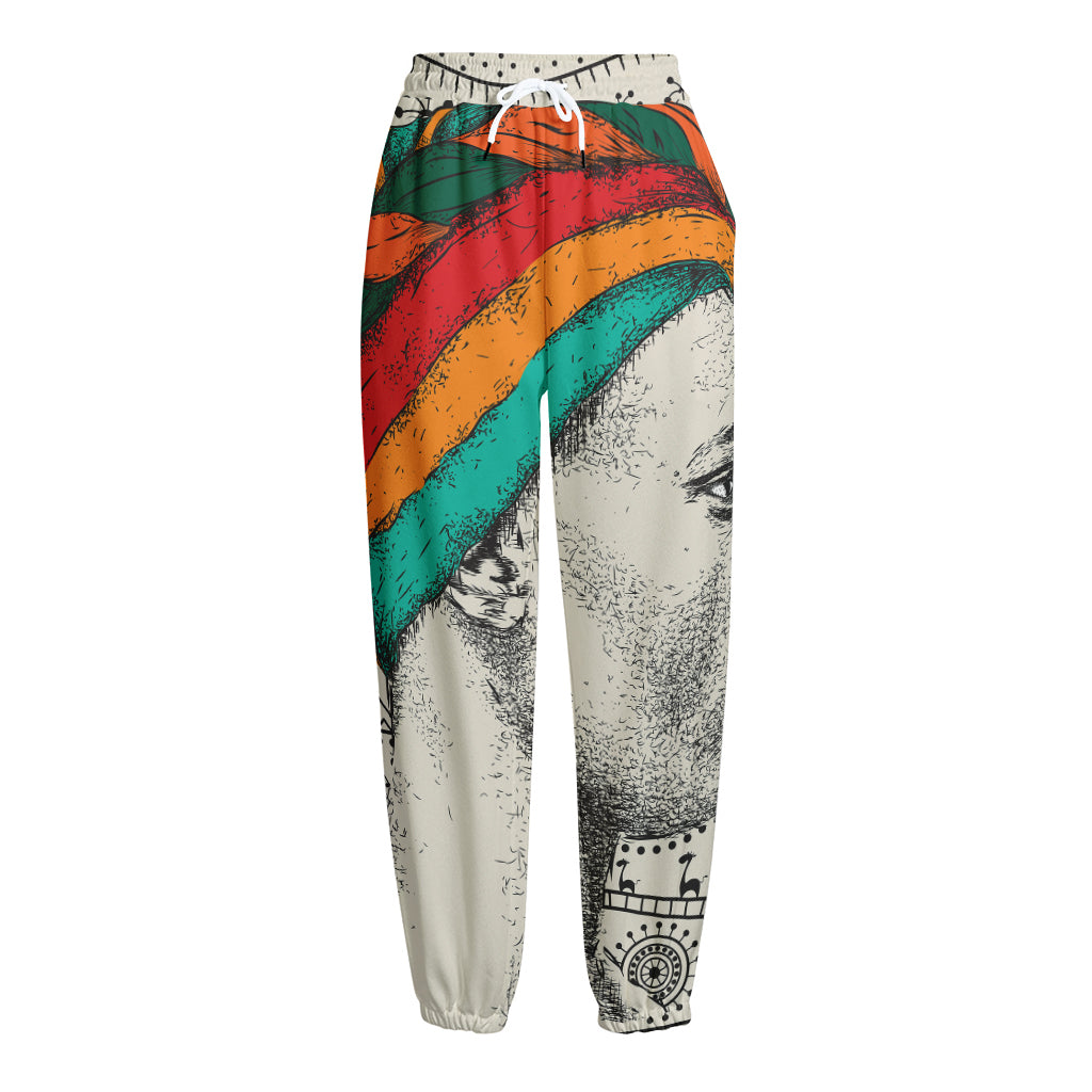 Ethnic African Girl Print Fleece Lined Knit Pants