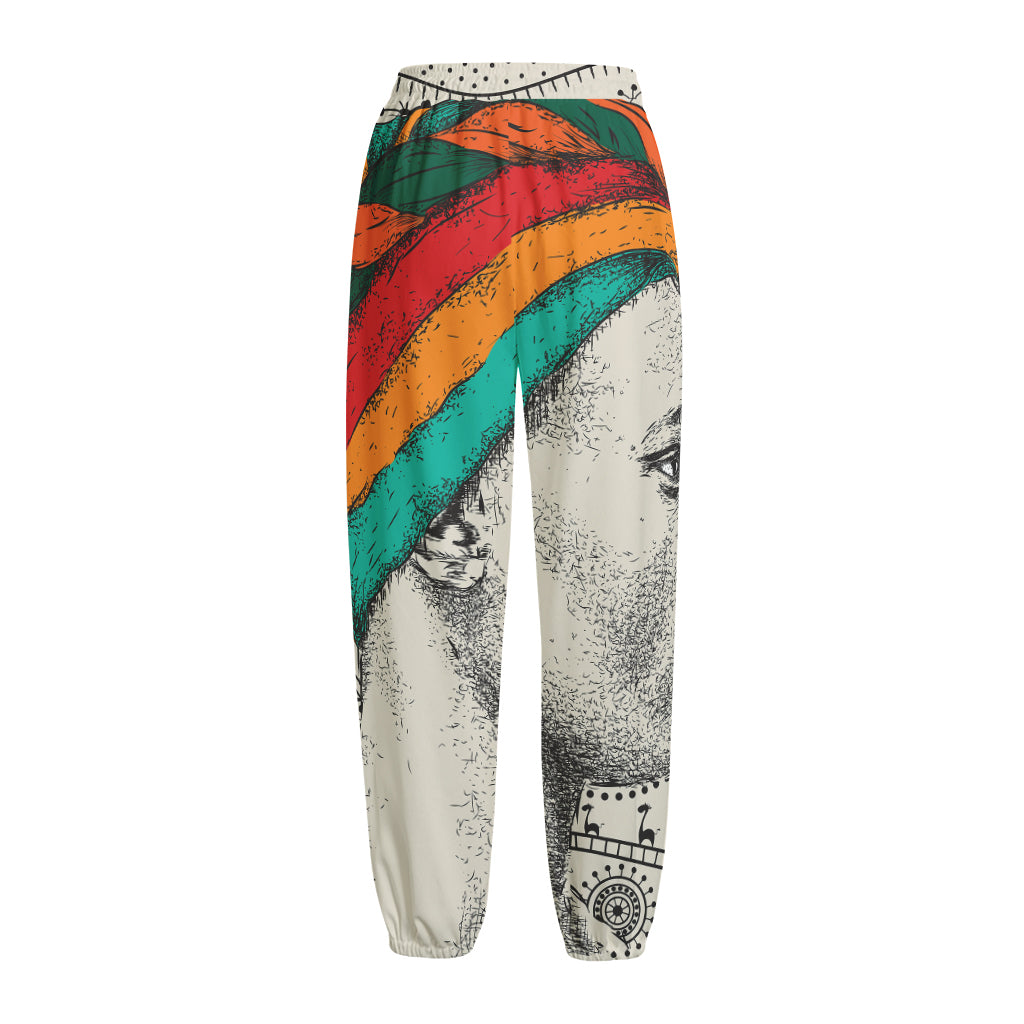 Ethnic African Girl Print Fleece Lined Knit Pants