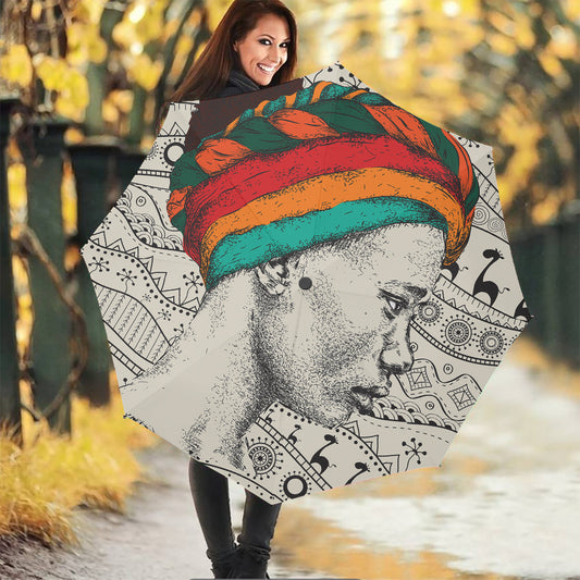 Ethnic African Girl Print Foldable Umbrella