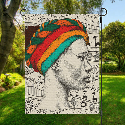 Ethnic African Girl Print Garden Flag