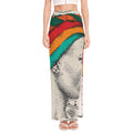 Ethnic African Girl Print High Slit Maxi Skirt